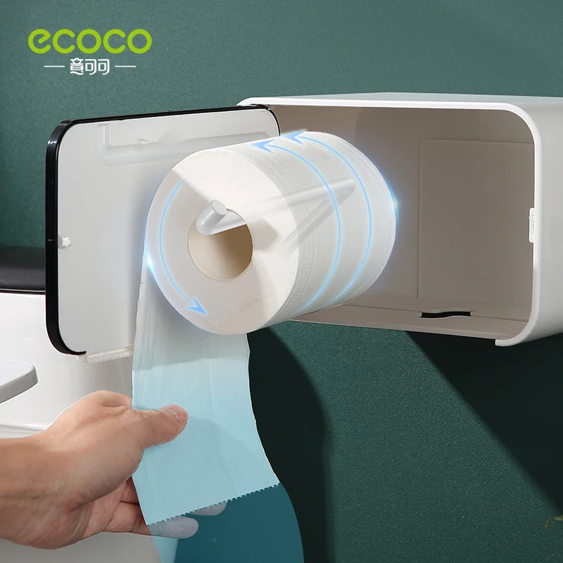 ECOCO Waterproof Paper Towel Box Wall-Mounted Non-Punching Creative Simple Design Home Bathroom Accessories Items Placement Rack