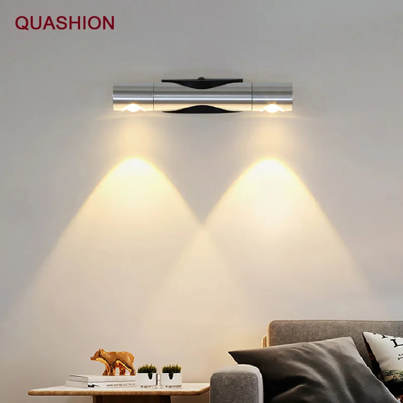 Led Adjustable Dual-head Rotatable Aluminum Wall Lamp Bedroom Bedside Living Room Corridor Lamps Spotlights Decor Ambient Lamps