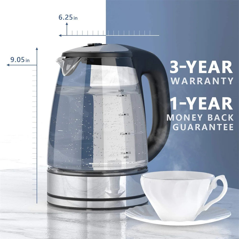 Electric Kettle Temperature Control 4Hours Keep Warm Teapot 2L Glass Tea Coffee Hot Water Boiler BPA Free Home Appliance DEVISIB