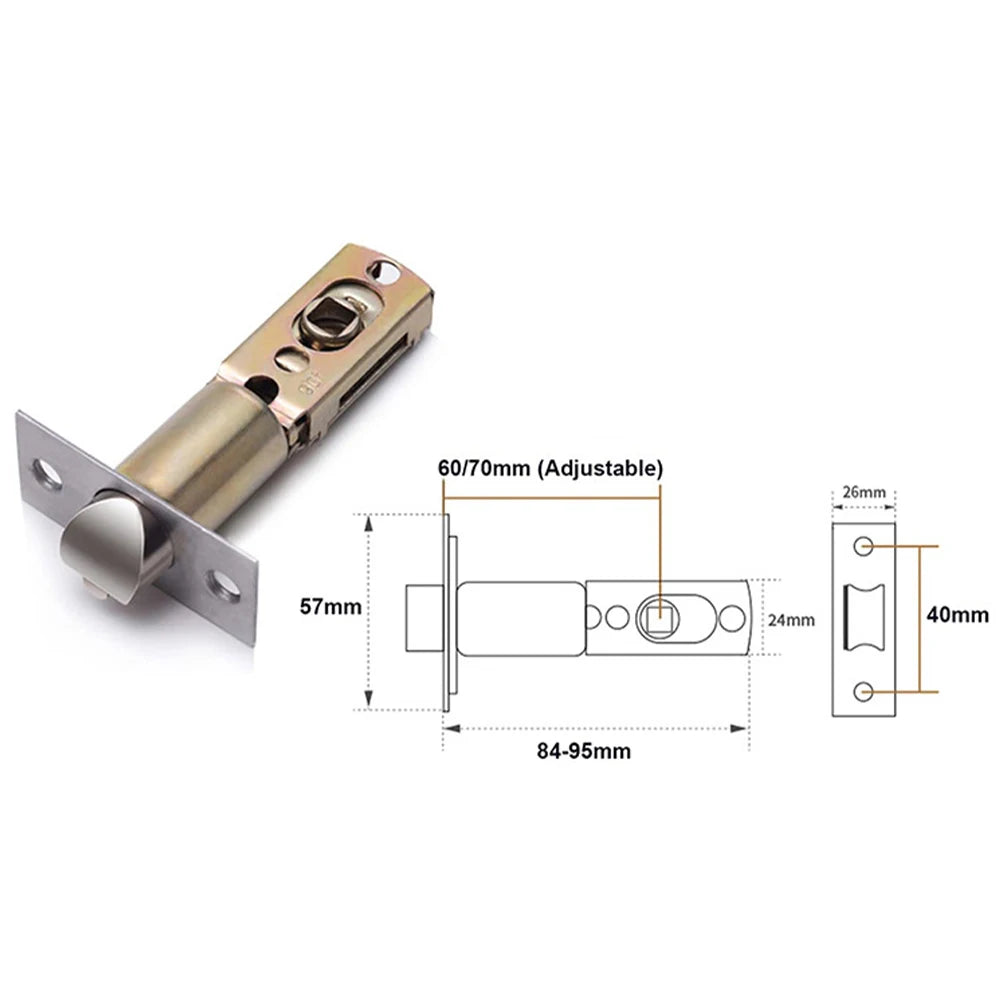 1set Door Lock Body For Bathroom Single Tongue Lock Bolt With Core Home Improvement 60-70cm Adjustable Door Lock Hardware Tools