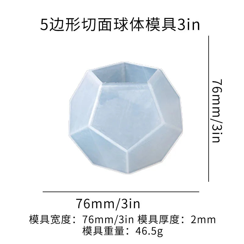 DIY Crystal Epoxy Resin Mold Liquid 5-sided Cut Surface Sphere Micro Landscape Silicone Mold