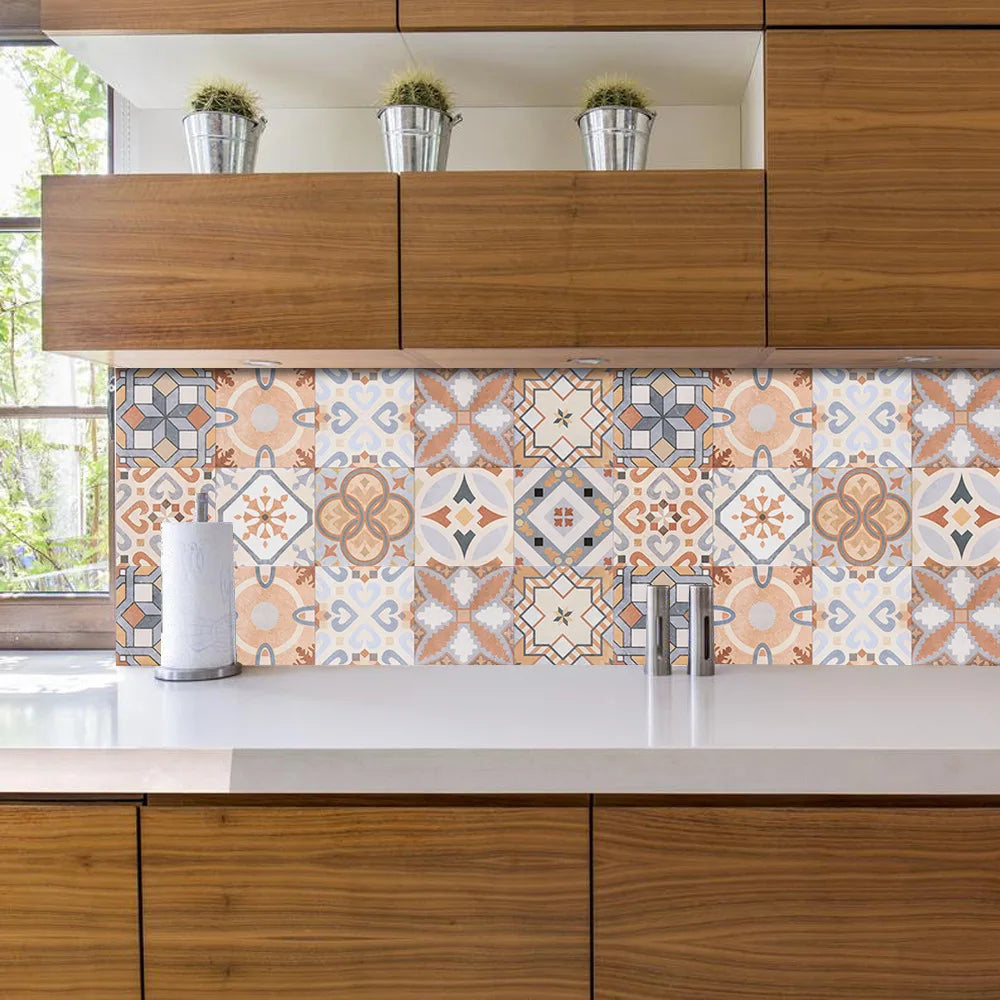 Retro finish matte Moroccan style tile for bathroom kitchen wall remodeled with wear-resistant waterproof self-adhesive paper