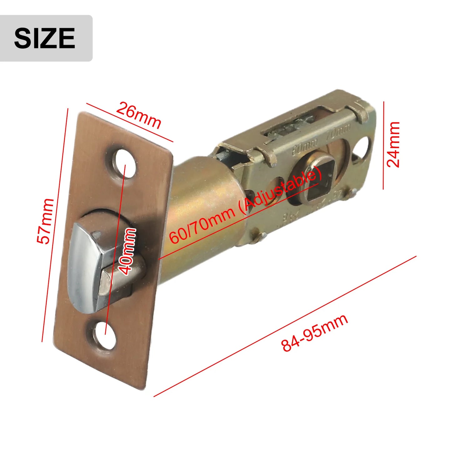 1set Door Lock Body For Bathroom Single Tongue Lock Bolt With Core Home Improvement 60-70cm Adjustable Door Lock Hardware Tools