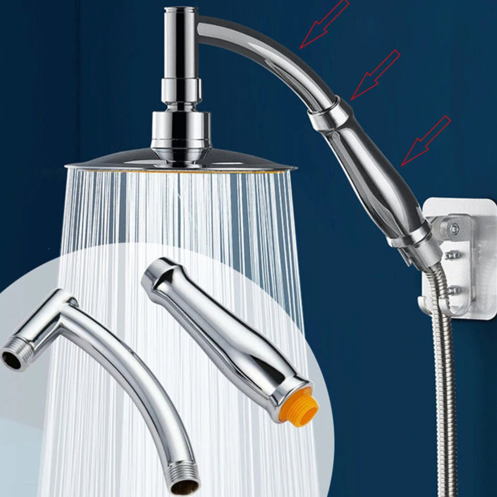 Shower Head Extension Arm Arch Design Hand Hold Adjustable Extra Pipe Bath Rain Shower Angled Shower Arm Kit Chrome For Bathroom