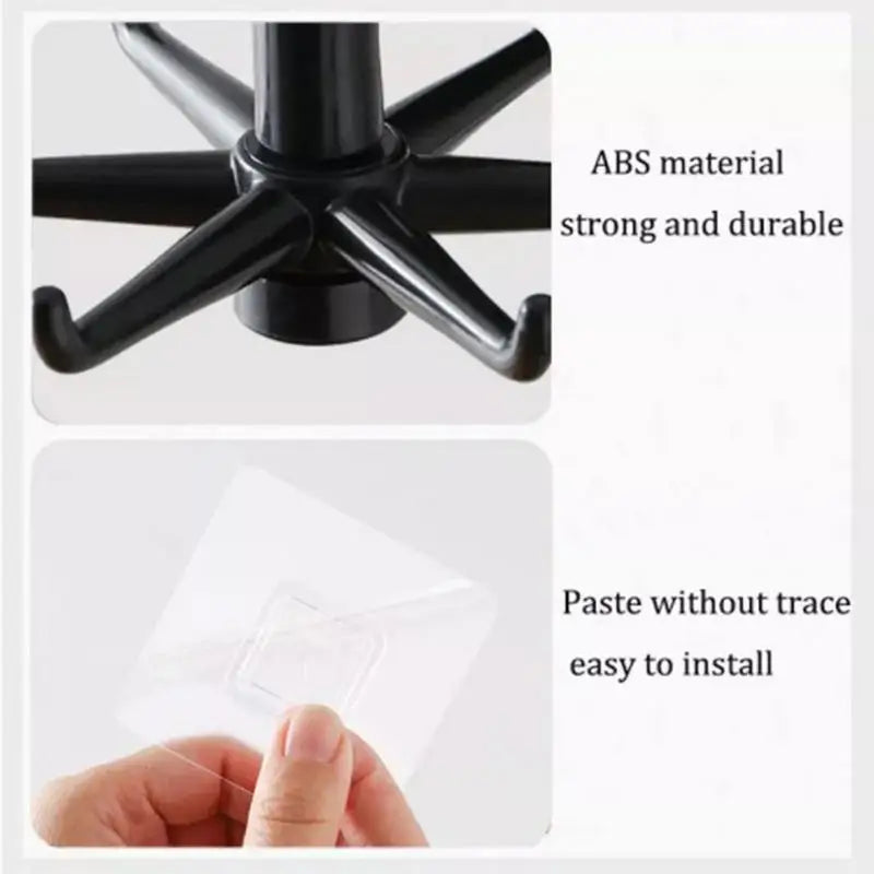 1PCS Strong Self Adhesive Hook Key Storage Hanger Designed With 7 Hooks For Kitchen Bathroom Door Wall Multi-Function