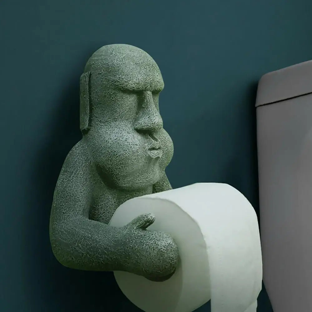 Durable Roll for Bathroom Storage Holder Wall Mounted Tissue Easter Island Moai Design Toilet Paper Rack Supplies