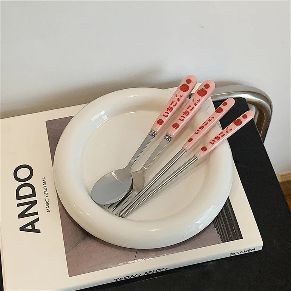 Portable Chopstick Fork Spoon With Storage Box Stainless Steel Cutlery Suit Knife Travel Tableware Set Camping Cutlery Gift Box