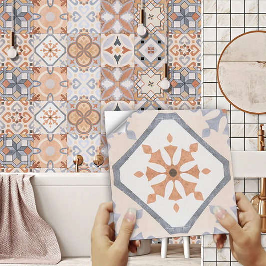 Retro finish matte Moroccan style tile for bathroom kitchen wall remodeled with wear-resistant waterproof self-adhesive paper