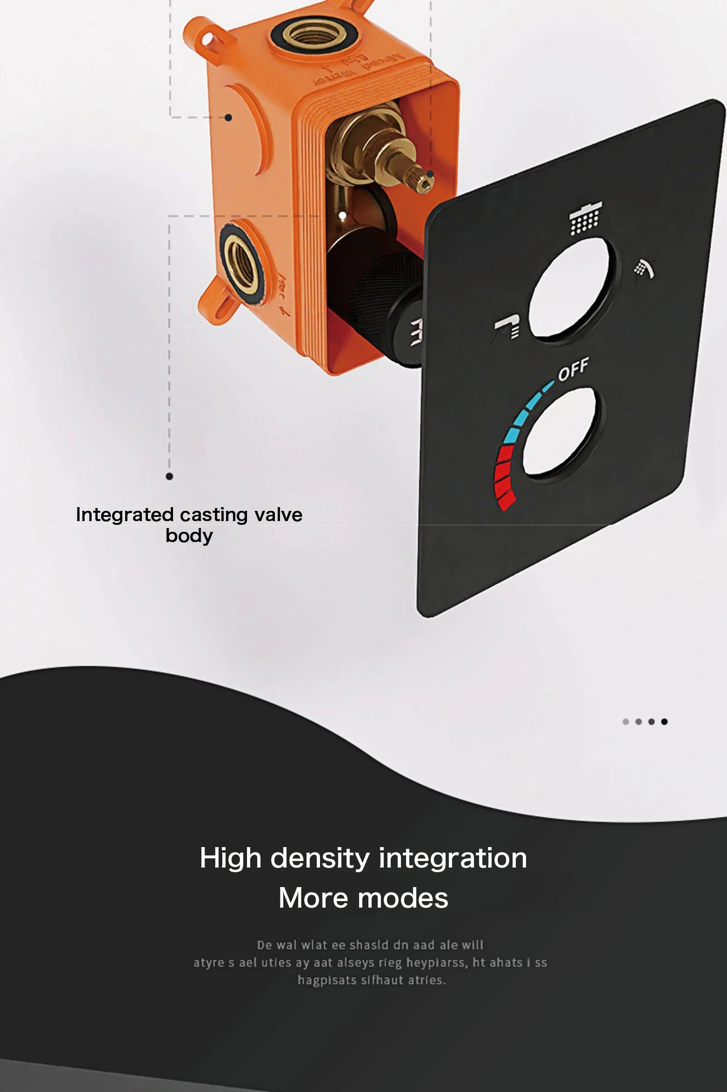 Luxury black brass shower system with wall mounted design LED digital display for dual control of hot & cold Simple bathroom Tap