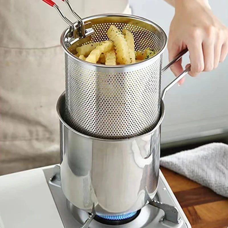 Hot Filter Pasta Spoon Frying Basket Oil Residue Colander Vegetable French Potato Chips Onion Rings Chicken Wings Snack Fried