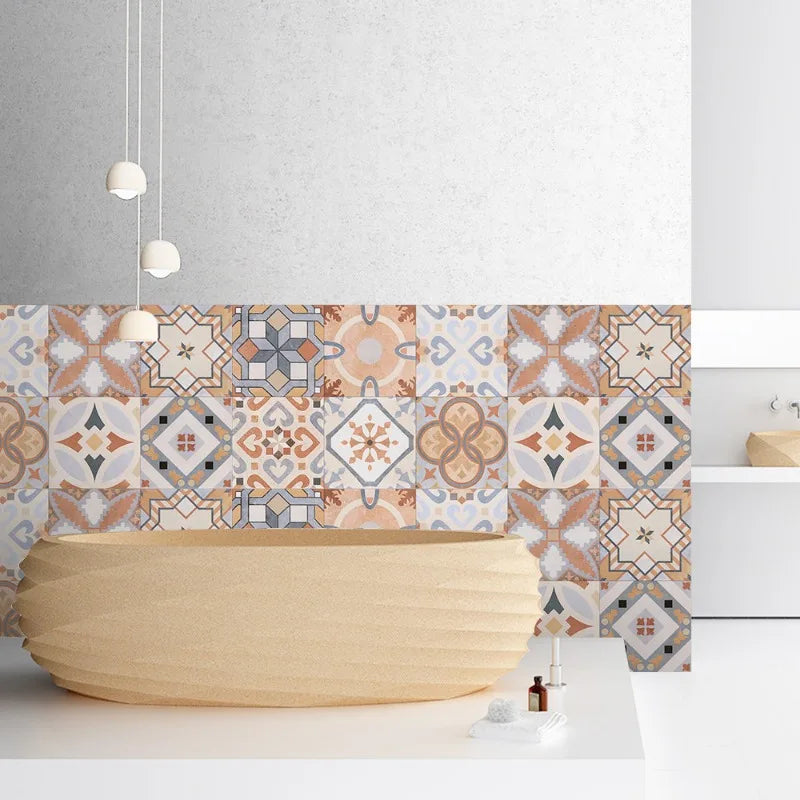 Retro finish matte Moroccan style tile for bathroom kitchen wall remodeled with wear-resistant waterproof self-adhesive paper