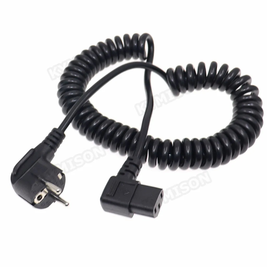 European Coiled Power Cord EU 2 Round prong to IEC320 C13 Power Extension Cable Hotel Wall Hanging Hair Dryer Tube Spring Cable