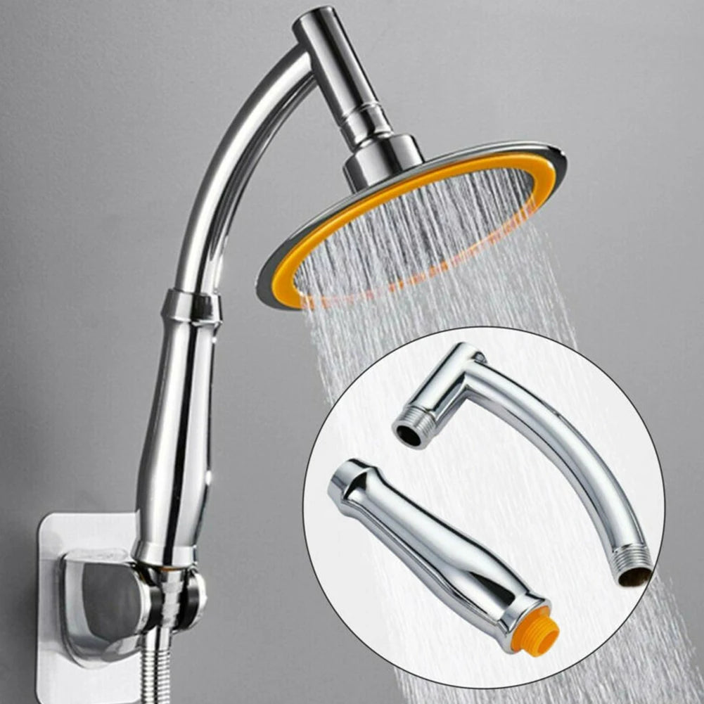 Shower Head Extension Arm Arch Design Hand Hold Adjustable Extra Pipe Bath Rain Shower Angled Shower Arm Kit Chrome For Bathroom