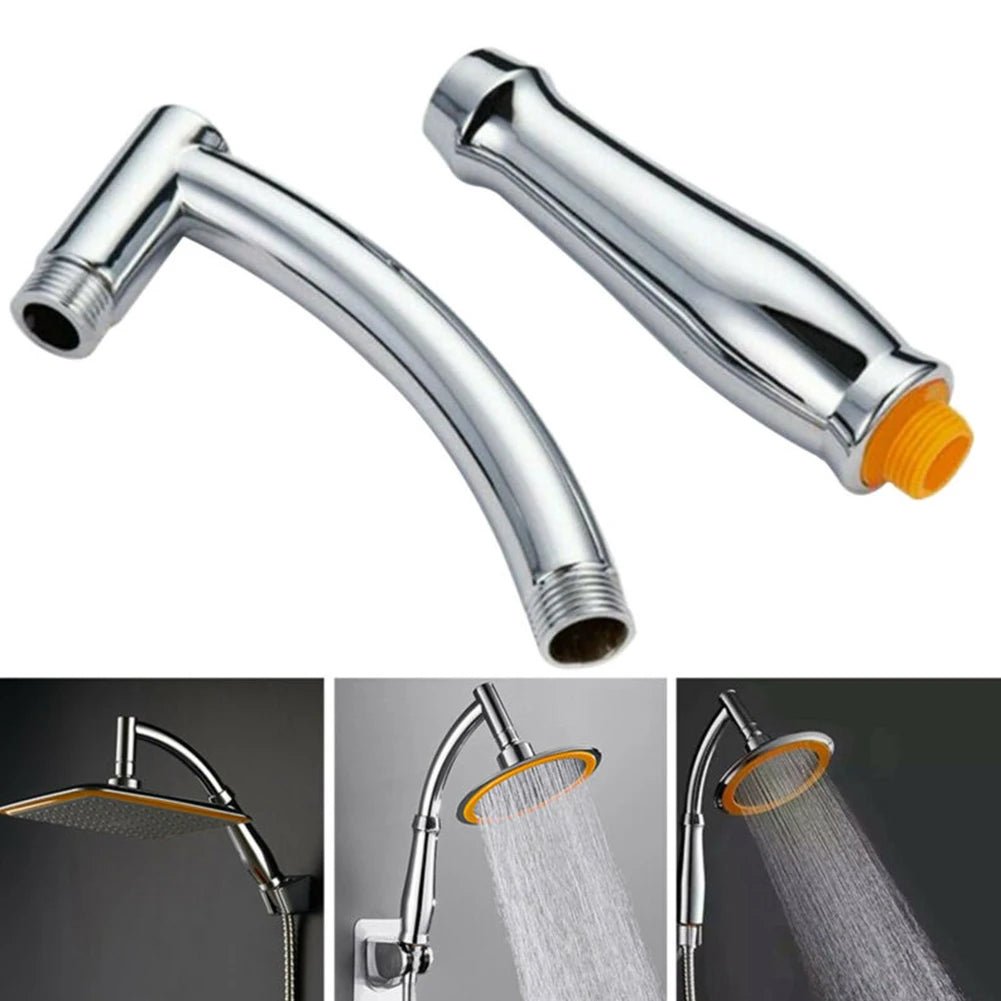 Shower Head Extension Arm Arch Design Hand Hold Adjustable Extra Pipe Bath Rain Shower Angled Shower Arm Kit Chrome For Bathroom