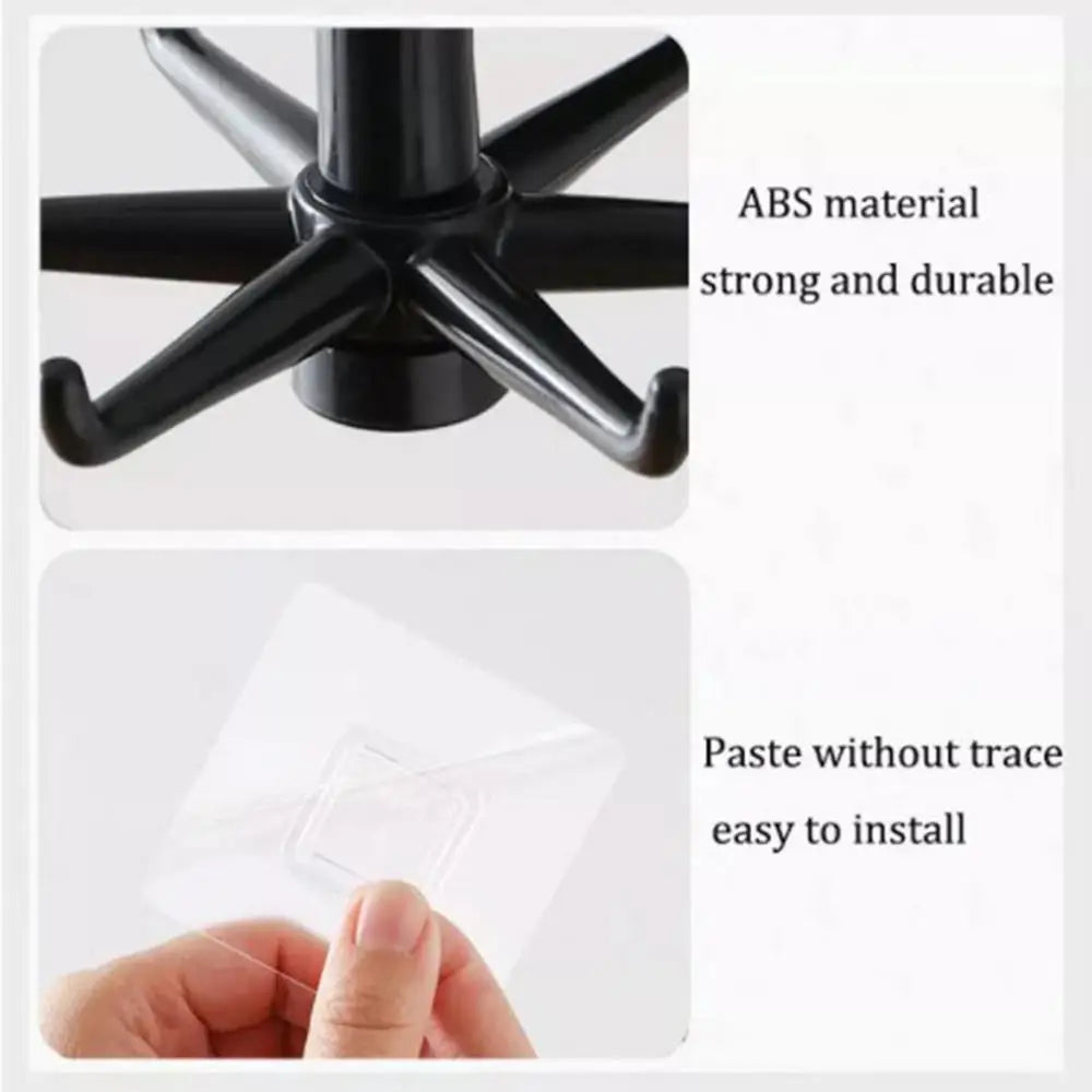 1PCS Strong Self Adhesive Hook Key Storage Hanger Designed With 7 Hooks For Kitchen Bathroom Door Wall Multi-Function