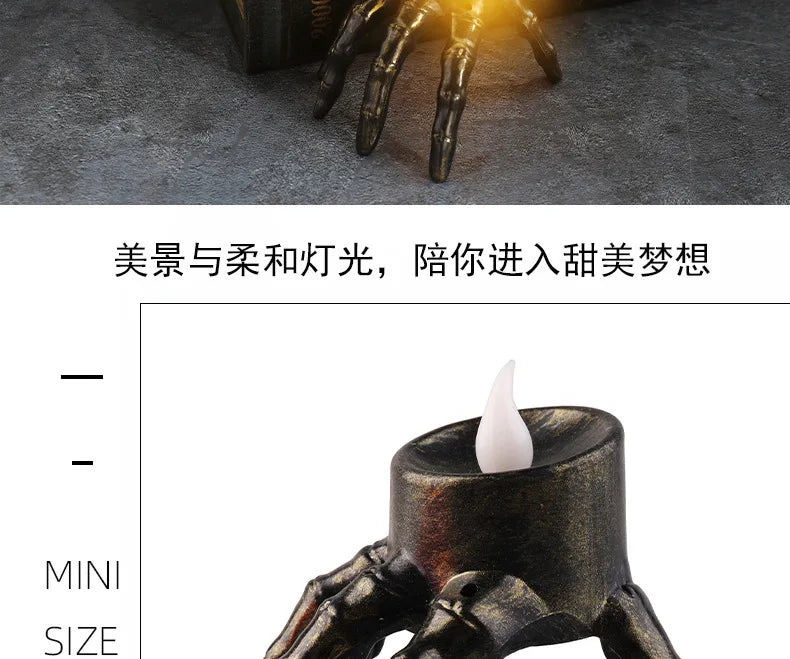 Halloween Break The Arm Skull  LED Candle Lantern for Home Party Skeleton Decoration Atmosphere Setting Props Night Light