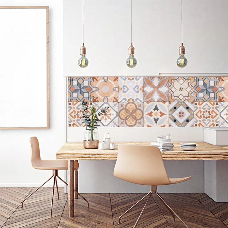 Retro finish matte Moroccan style tile for bathroom kitchen wall remodeled with wear-resistant waterproof self-adhesive paper