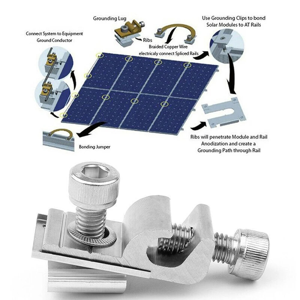 Solar Panel Mounting Bracket Clamps Ground Lugs Fasteners Photovoltaic Support Home Improvement Solar Part For Automobiles Ships