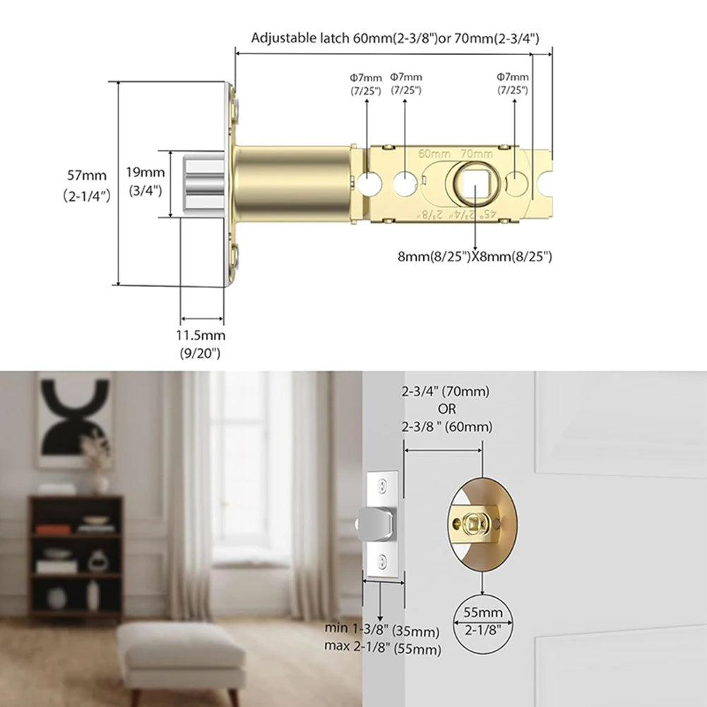 1set Door Lock Body For Bathroom Single Tongue Lock Bolt With Core Home Improvement 60-70cm Adjustable Door Lock Hardware Tools