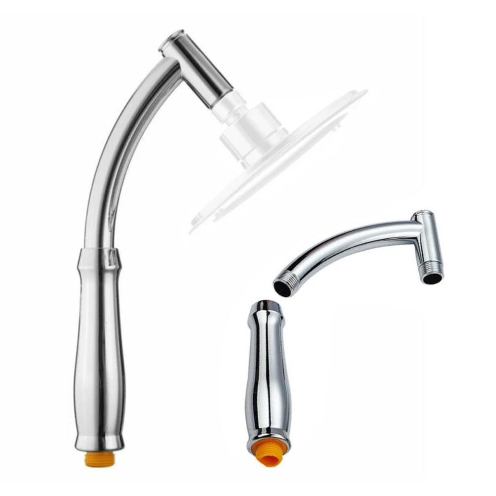 Shower Head Extension Arm Arch Design Hand Hold Adjustable Extra Pipe Bath Rain Shower Angled Shower Arm Kit Chrome For Bathroom