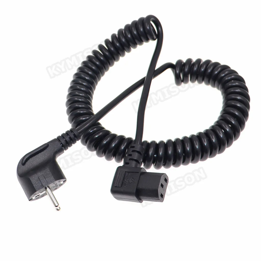 European Coiled Power Cord EU 2 Round prong to IEC320 C13 Power Extension Cable Hotel Wall Hanging Hair Dryer Tube Spring Cable