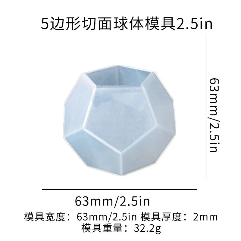 DIY Crystal Epoxy Resin Mold Liquid 5-sided Cut Surface Sphere Micro Landscape Silicone Mold