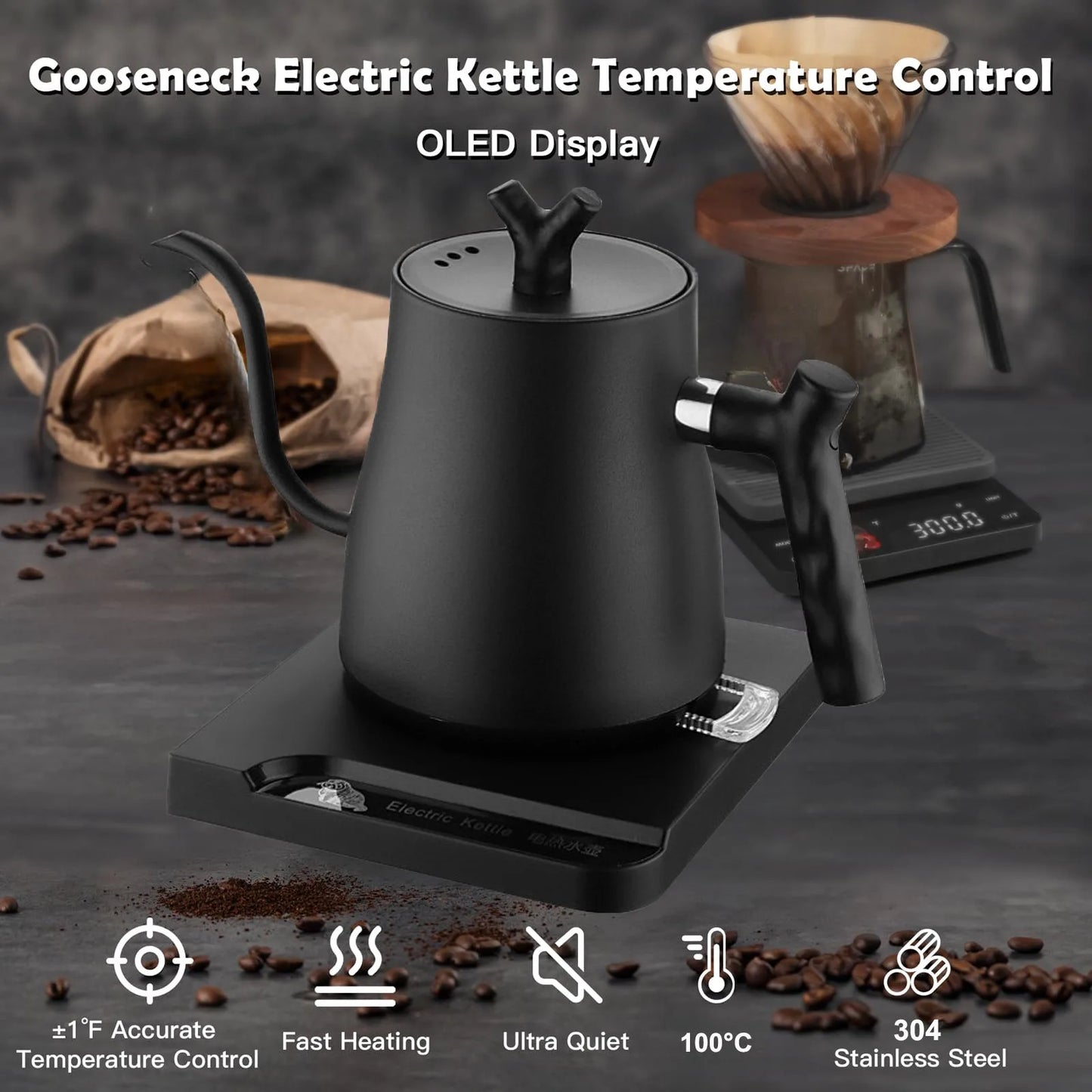 220V Coffee Pot Electric Espresso Pots Gooseneck Kettle 6 Temperature Smart Water Bottle Hand Brew Milk Moka Pot Home Appliance