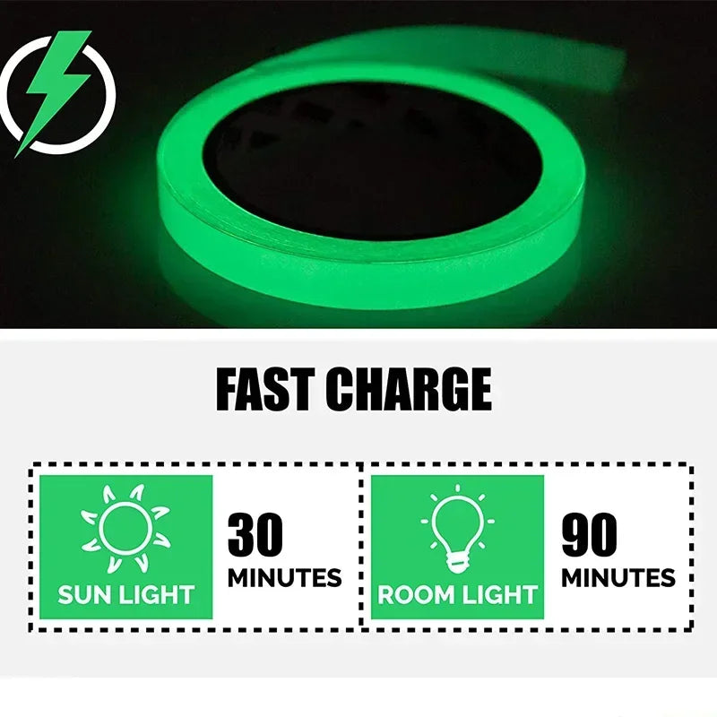 3M/5M Luminous Tape Green Warning Light Night Light Sticker Home Storage Staircase Anti Slip Sticker Graffiti Decoration Sticker